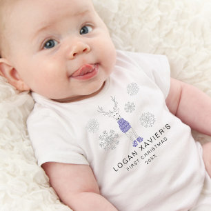Modern First Christmas Cosy Reindeer Baby Bodysuit