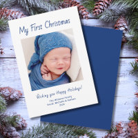 Modern First Christmas Cute Baby Boy Photo