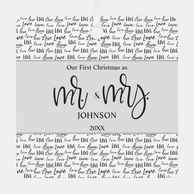 Modern First Christmas Married love wedding gift Metal Tree Decoration (Front)