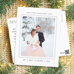 Modern First Christmas Mr and Mrs Photo Holiday Postcard<br><div class="desc">Simple and modern with one of your favourite photo as Mr and Mrs first Christmas holiday postcard.</div>
