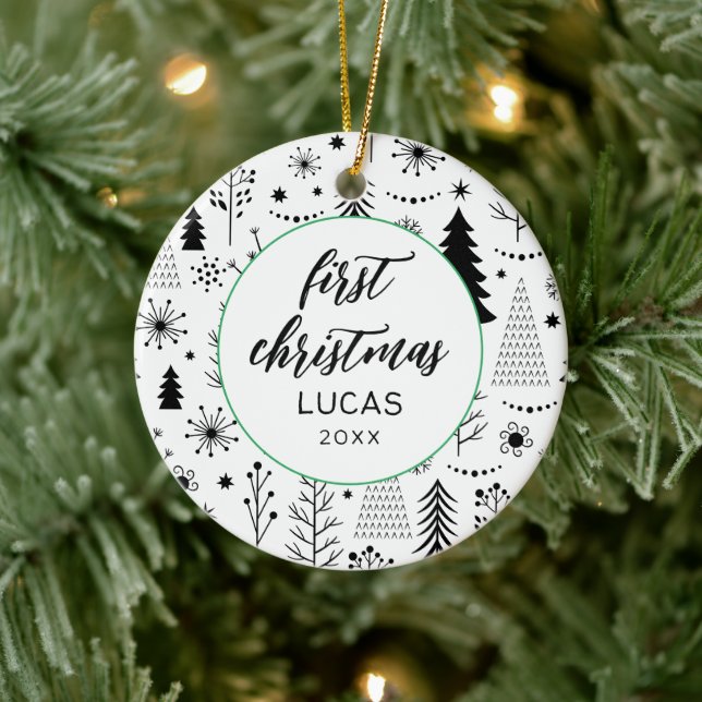 Modern First Christmas Photo Baby Ceramic Tree Decoration (Tree)