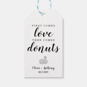Modern First Comes Love Doughnuts Wedding Snack Tr Gift Tags