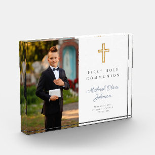 Modern First Holy Communion Boy Picture Photo Block
