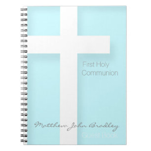 Modern First Holy Communion in Blue Guest Book