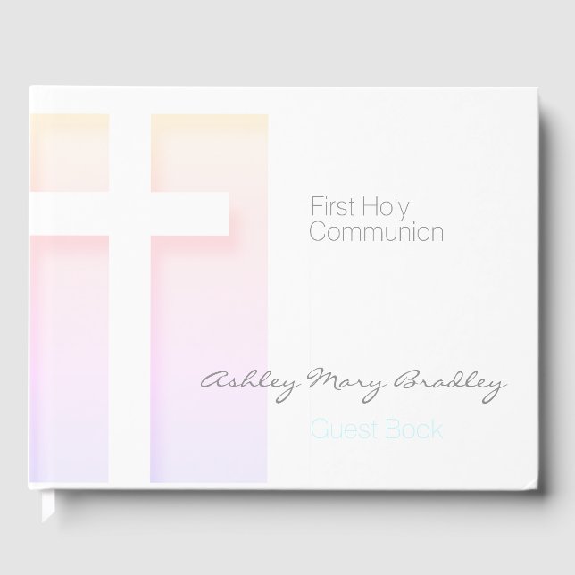 Modern First Holy Communion pastel colours Guest B Book (Front)