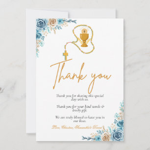 Modern  first holy communion thank you note  card