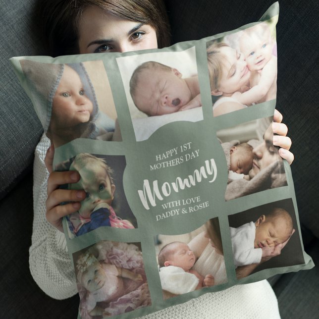 Modern | First Mothers Day | Photo Collage Cushion (Creator Uploaded)