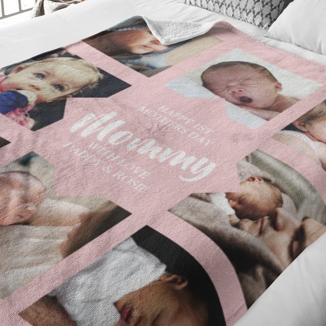 Modern | First Mothers Day | Photo Collage Fleece Blanket (Creator Uploaded)