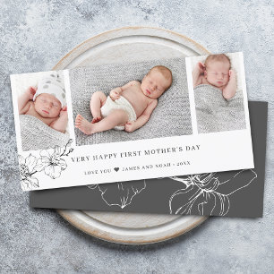 Modern First Mother's Day Photo Collage Holiday Card