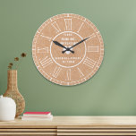 Modern First Paper Anniversary Roman Numerals Large Clock<br><div class="desc">The traditional first year anniversary gift is paper and the modern gift idea is clock. Combining both the wall clock with paper texture background makes an unique gift for 1st wedding anniversary.</div>
