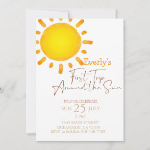 Modern first trip around the sun Birthday Invitation