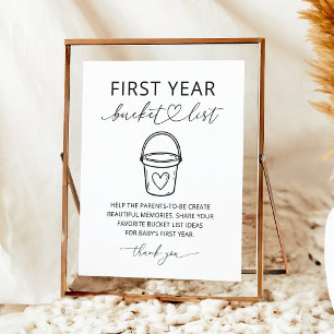 Modern First Year Bucket List Baby Shower Sign