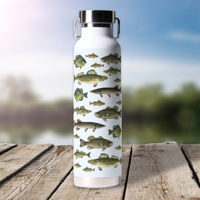 Modern Fish Simple Fisherman Whimsical Fun Water Bottle (Creator Uploaded)