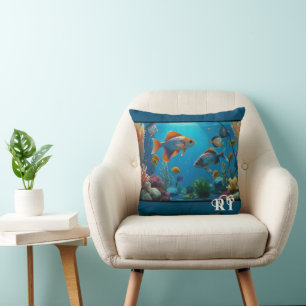 Modern Fish tank Aquarium Monogram Cushion