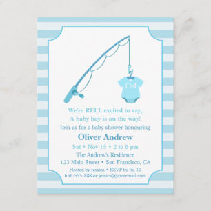 Modern Fishing Themed Baby Shower Invitations