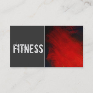 Modern Fitness Grey Red Abstract Business Card