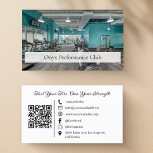 Modern Fitness Gym Trainer Social Media QR Code Business Card