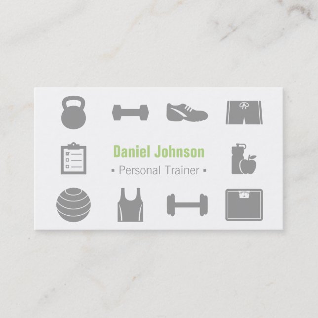 Modern Fitness Personal Training Business Cards (Front)