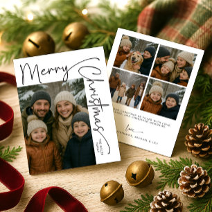 Modern Five Photo Christmas Holiday Card