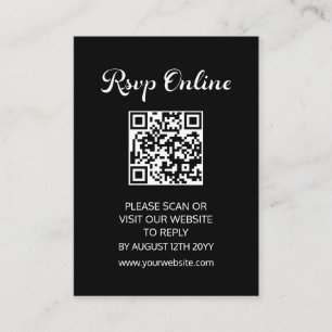 Modern Flair Script Minimalist Black Wedding RSVP Enclosure Card