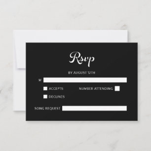 Modern Flair Script Minimalist White Wedding RSVP Card