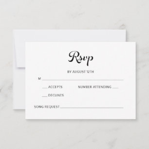 Modern Flair Script Minimalist White Wedding RSVP Card