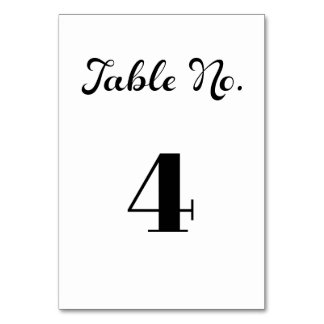 Modern Flair Script Minimalist White Wedding Table Number