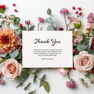 Modern Flair Script Minimalist White Wedding Thank You Card
