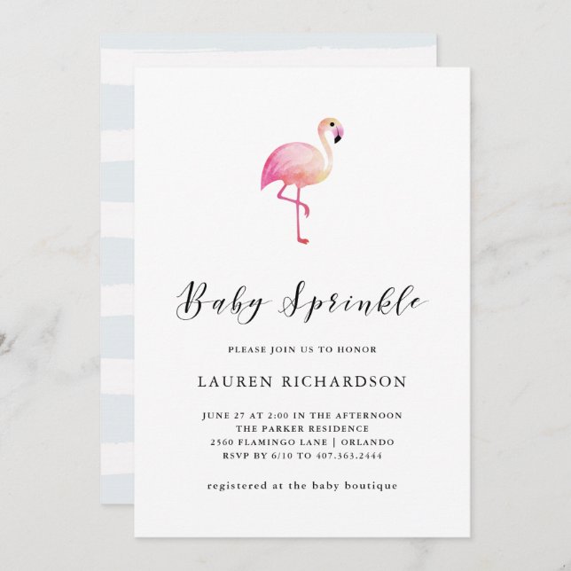 Modern Flamingo | Baby Sprinkle Invitation (Front/Back)