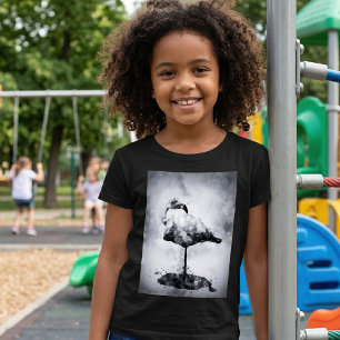 Modern Flamingo Black and White Watercolor Art T-Shirt