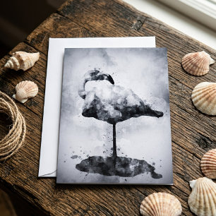 Modern Flamingo Black and White Watercolor Art Thank You Card