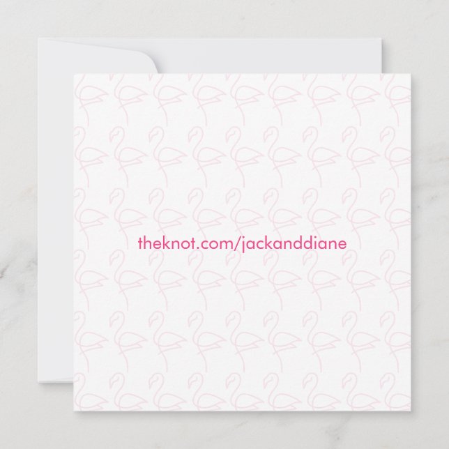 Modern Flamingo Pink Wedding Website Custom Card (Back)