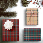 Modern Flannel Plaid Winter Holiday Christmas Gift Wrapping Paper Sheet<br><div class="desc">Variety pack of three different masculine flannel plaid patterns on either glossy or flat wrapper paper sheets</div>