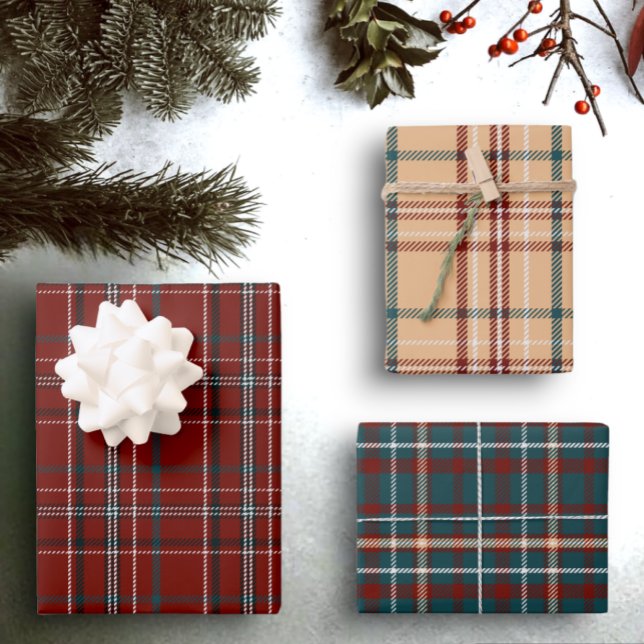 Modern Flannel Plaid Winter Holiday Christmas Gift Wrapping Paper Sheet (Creator Uploaded)