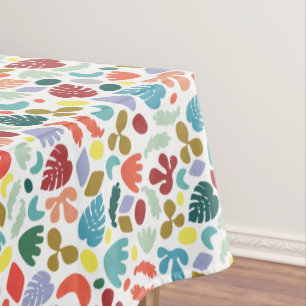 Modern Flat Design Green Red Orange Shapes design2 Tablecloth
