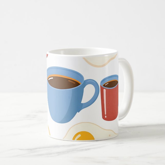 Modern Flat Design of Bacon Eggs Toast and Coffee Mug (Front Right)