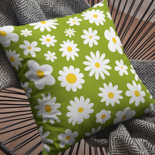 Modern Flat Graphic Daisy Green Cushion (Creator Uploaded)