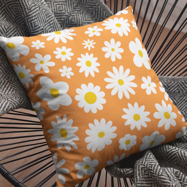 Modern Flat Graphic Daisy Orange Cushion (Creator Uploaded)
