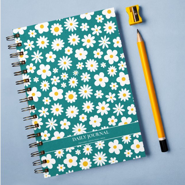 Modern Flat Graphic Daisy Teal Blue  Notebook (Creator Uploaded)
