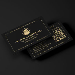 Modern Floor Specialist Flooring Contractor Black Business Card
