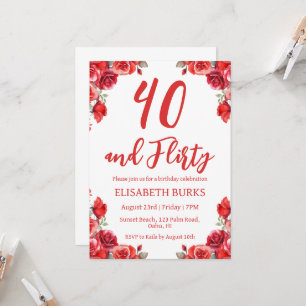modern floral 40th birthday invitations