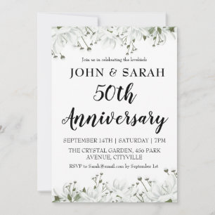 modern floral 50th anniversary party invitations