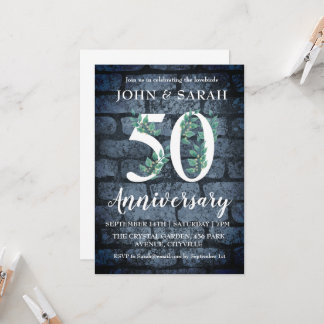 modern floral 50th anniversary party invitations