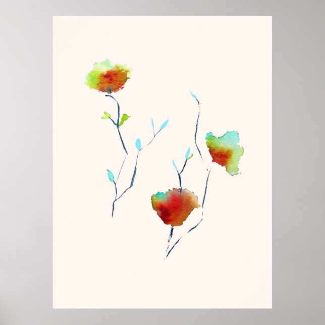 Modern Floral Abstract art flower watercolor Poster (Front)