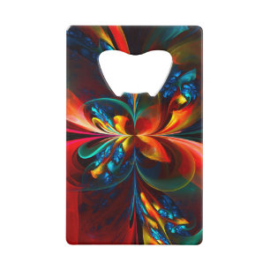 Modern Floral Abstract Art Orange Blue Pattern #14
