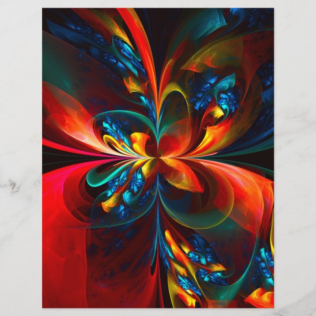 Modern Floral Abstract Art Orange Blue Pattern #14 (Front)