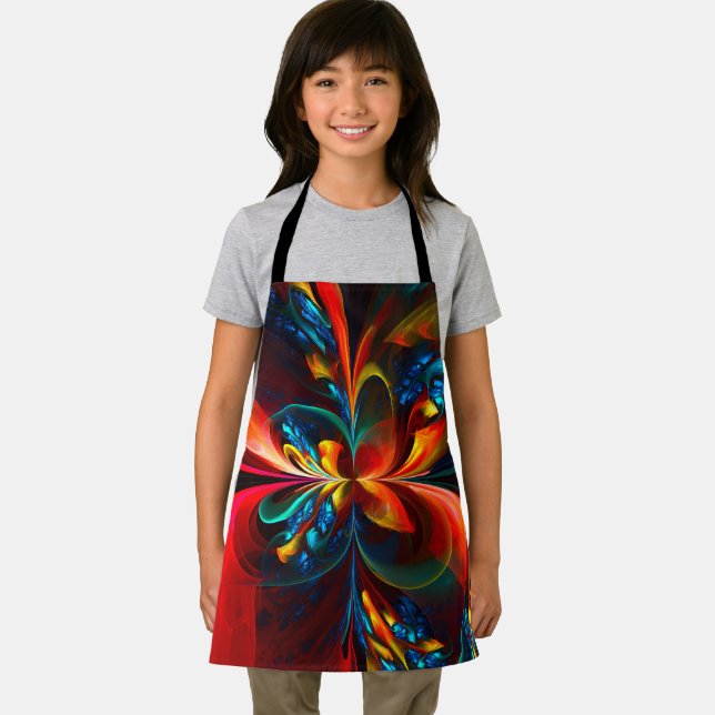 Modern Floral Abstract Art Orange Blue Pattern #14 Apron (Insitu)