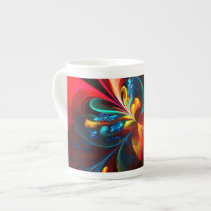 Modern Floral Abstract Art Orange Blue Pattern #14 Bone China Mug