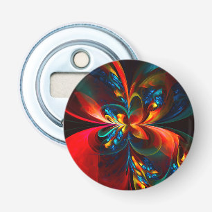 Modern Floral Abstract Art Orange Blue Pattern #14 Bottle Opener
