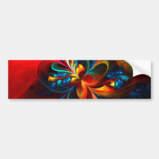 Modern Floral Abstract Art Orange Blue Pattern #14 Bumper Sticker (Front)